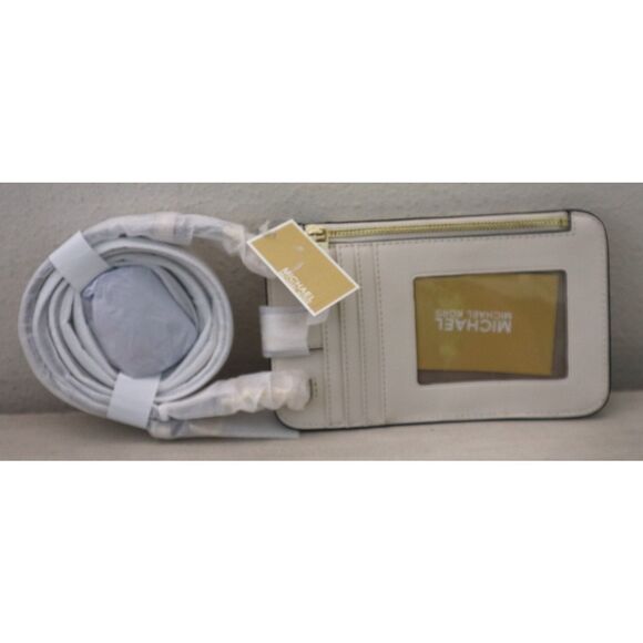 Michael Kors Women's Light Cream Logo Smartphone Crossbody Bag w/Card Holder - Picture 6 of 10